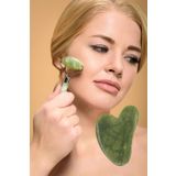 Mobee Yeşim Doğal Taş Face Roller ve Gua Sha Yüz Masaj Taşı 2'li Set