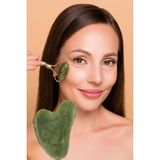 Mobee Yeşim Face Jade Roller ve Yeşim Kalp Gua Sha Masaj Taşı Yüz Masaj Seti