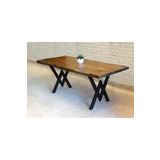 Mobenta Doğal Ağaç Masif Kütük Masa 75cm X 115cm ( Metal Ayak )