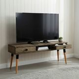 Mobenta Masif Ahşap TV Ünitesi 120 cm – İskandinav Stil, Doğal, 2 Çekmeceli ve 1 Raflı | Modest TV-120 CV TK