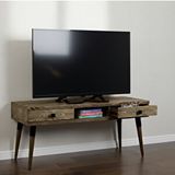 Mobenta Masif Ahşap Tv Ünitesi 150 cm – Iskandinav Stil, Doğal, 2 Çekmeceli ve 1 Raflı | Modest TV-150 Cv - Ceviz