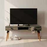 Mobenta Masif Ahşap TV Ünitesi 175 cm – İskandinav Stil, Doğal, 2 Çekmeceli ve 1 Raflı | Modest TV-175 AN