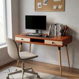 Mobenta Modest Desk: Masif Çalışma & Laptop Masası 2 Çekmece 1 Bölme - 120x60 BZ-BK