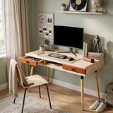 Mobenta Modest Desk: Masif Çalışma ve Laptop Masası 2 Çekmece 1 Bölme - 120x60 Bz-bk Çok Renkli