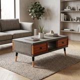 Mobenta Stria Brew: Modern Doğal Masif Orta Sehpa, 4 Çekmeceli - 110x60 AN-BK
