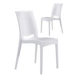 MOBETTO 2 Adet Rattan Beyaz Sandalye / Balkon-bahçe-teras