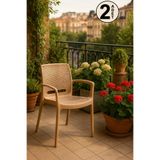 MOBETTO 2 Adet Rattan Lüx Cappucino Sandalye/Balkon-Bahçe-Teras