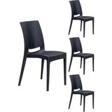 Mobetto 4 Adet Rattan Antrasit Sandalye / Balkon-Bahçe-Teras - Renkli