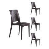 MOBETTO 4 Adet Rattan Kahve Sandalye / Balkon-bahçe-teras