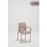 Mobetto 4 Adet Rattan Lüx Cappucino Sandalye / Balkon-Bahçe-Teras