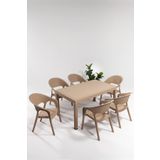 MOBETTO Garden Large Rattan Cappucino Masa Takımı Bahçe&Balkon - 1 Masa 6 Sandalye