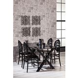 MOBETTO Home Maxima Mermer Desenli / Venüs Sandalye Mutfak Masa Takımı - Siyah