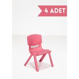 Mobetto Junior 4 Adet Kreş Anaokulu Çocuk Sandalyesi Sert Plastik- Pembe