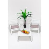 Mobetto Lara 1+1+S Bahçe Takımı Balkon - Bahçe - Teras Mobilyası / Beyaz - Renkli