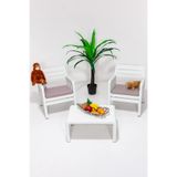 MOBETTO Lara 1+1+S Bahçe Takımı Balkon - Bahçe - Teras Mobilyası/Beyaz