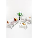 MOBETTO Lara 3+1+1+S Bahçe Takımı Balkon - Bahçe - Teras Mobilyası/Beyaz