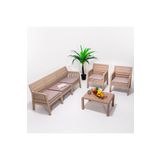 MOBETTO Lara Minderli 3 1 1 S Bahçe Takımı Balkon - Bahçe - Teras Mobilyası / Cappucino