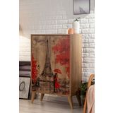 MOBETTO Mary Eyfel / 4 Raflı 2 Kapaklı Çok Amaçlı Mutfak Dolabı Banyo Dolabı Çok Amaçlı Dolap