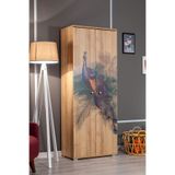 MOBETTO Nora Bird / 5 Raflı 2 Kapaklı Çok Amaçlı Mutfak Dolabı Banyo Dolabı Çok Amaçlı Dolap
