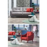 Mobetto Olivya 3+1 Salon&oturma Odası Koltuk Takımı - Gri&kırmızı