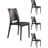 Mobetto Rattan Bahçe Sandalyesi 4 Adet – Kahve