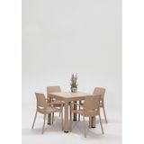 MOBETTO Rattan Cappucino Kollu 4 Sandalye Masa Takımı - Bahçe&Balkon&Teras