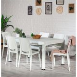 MOBETTO Rattan Dikdörtgen Beyaz Masa Takımı Bahçe&Balkon