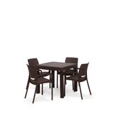 MOBETTO Rattan Kahve Kollu 4 Sandalye Masa Takımı - Bahçe&Balkon&Teras