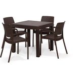 Mobetto Rattan Kahve Kollu Renkli 4 Sandalye Masa Takımı Dış Mekan Uyumlu Bahçe &balkon&teras Mobilyası