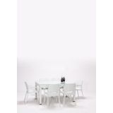 MOBETTO Rattan Large Lüx Camlı Beyaz Masa Takımı Bahçe&balkon 1 Camlı Masa + 6 Sandalye