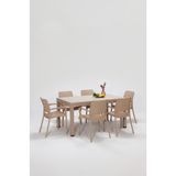 MOBETTO Rattan Lüx Dikdörtgen Cappucino Masa Takımı Bahçe&Balkon