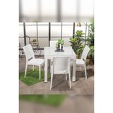Mobetto Rattan Small Camlı Beyaz Masa Takımı Bahçe&amp;balkon 1 Camlı Masa + 4 Sandalye