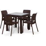 Mobetto Rattan Small Lüx Camlı Kahve Masa Takımı Bahçe&balkon 1 Camlı Masa 4 Sandalye