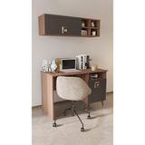 Mobetto Retro 50 x 110 cm Çalışma Masası + Duvar Raf Bilgisayar Masası Ofis Ders Masası Ceviz