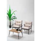 MOBETTO Riva 1 1 S Minderli Bahçe Takımı Balkon - Bahçe - Teras Mobilyası / Krem