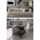 Mobetto Rose 3+1 Koltuk Takımı Krem&Antrasit Mekanizmalı Yatak Özelliği ile Şık Tasarım
