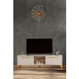 Mobetto White Tv Ünitesi Beyaz-Ceviz 160 cm 2 Kapaklı + 2 Raflı Tv Sehpası