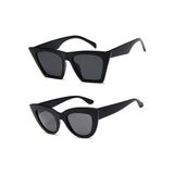 Mobgift 2'li Cat Eye Dörtgen Güneş Gözlüğü (Siyah) - Cat Eye Oval Güneş Gözlüğü (Siyah) - Siyah - Siyah