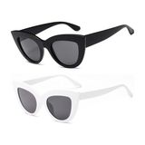 Mobgift 2'li Cat Eye Oval Güneş Gözlüğü (Siyah - Beyaz)
