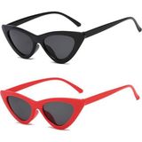 Mobgift 2'li Cat Eye Retro Güneş Gözlüğü (Siyah - Kırmızı)