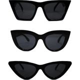 Mobgift 3’lü Cat Eye Dörtgen Güneş Gözlüğü (Siyah) Cat Eye Oval Güneş Gözlüğü (Siyah) Cat Eye Retro Güneş Gözlüğü (Siyah)
