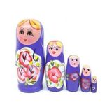 Mobgift 5 Li Matruşka Bebek Ahşap Mor