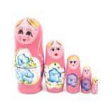 Mobgift 5 Li Matruşka Bebek Ahşap Pembe
