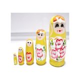 Mobgift 5 Li Matruşka Bebek Ahşap Sarı