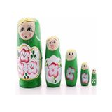 Mobgift 5 Li Matruşka Bebek Ahşap Yeşil