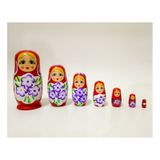 Mobgift Ahşap Tombul Iç Içe Matruşka Bebek 7li Set Kırmızı