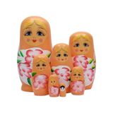 Mobgift Ahşap Tombul Iç Içe Matruşka Bebek 7li Set Turuncu