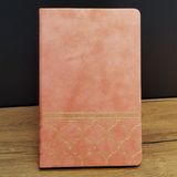 Mobgift Alt Kısmı Mozaik Desenli Kutulu Deri Defter Kalem Seti - Pembe