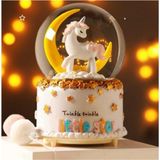 Mobgift Ay Üzerinde Unicorn Temalı Orta Boy Müzikli Işıklı Kar Küresi