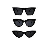 MOBGİFT Cat Eye Kadın Güneş Gözlüğü 3 Lü Set SİYAH